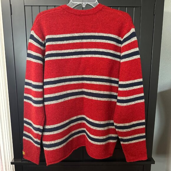 Vintage Abercrombie & Fitch Wool Sweater Mens Size M Red Navy Stripe Crewneck - Picture 3 of 6